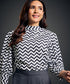 Round Standing Collar Half Sleeve Top